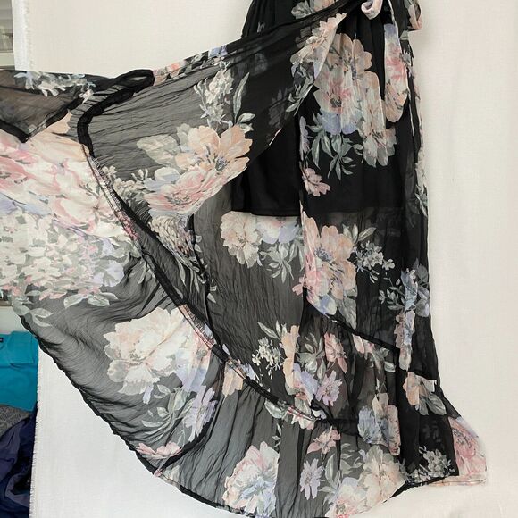 Band of Gypsies Maxi Dress Women Small Black Floral Sheer Cottagecore Moissanite - Picture 6 of 15